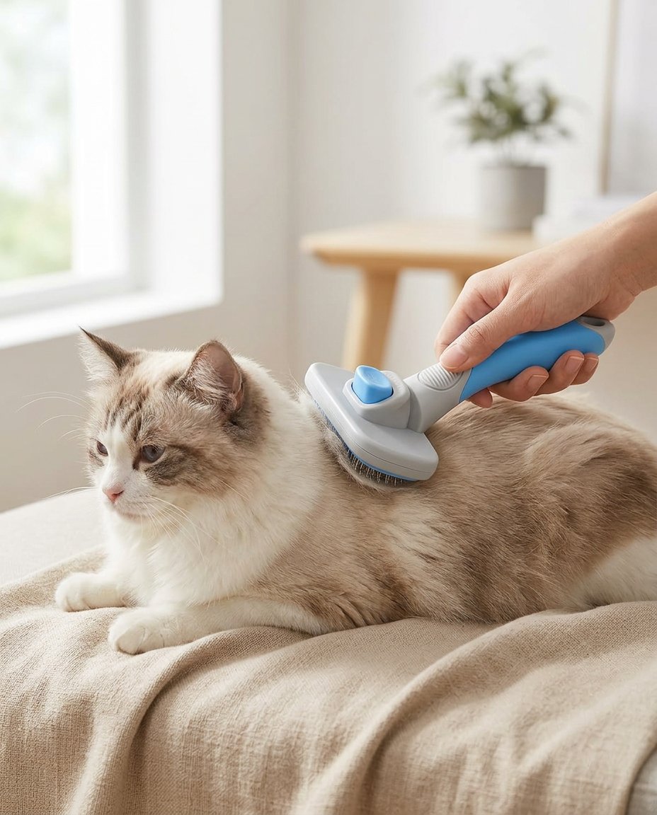 Brosse utilisée sur un chat