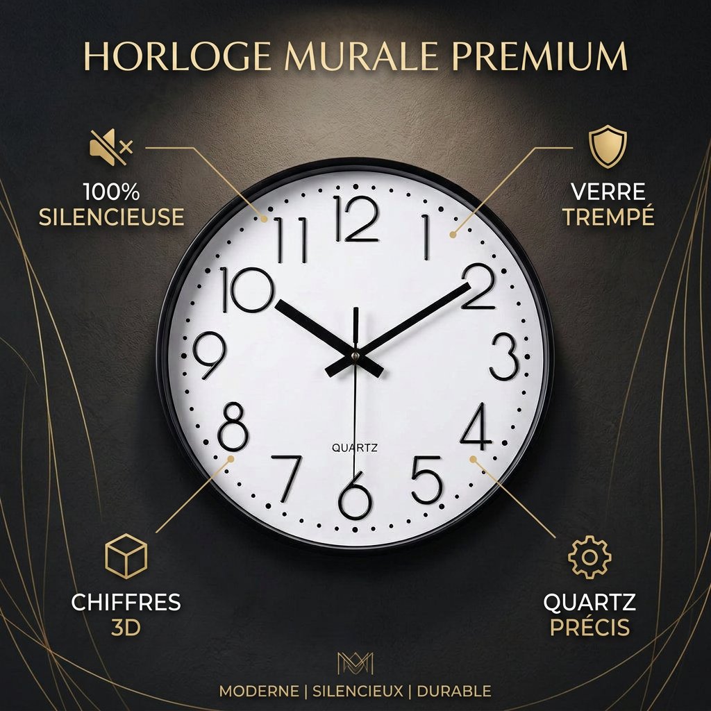 Horloge murale - infographie caractéristiques