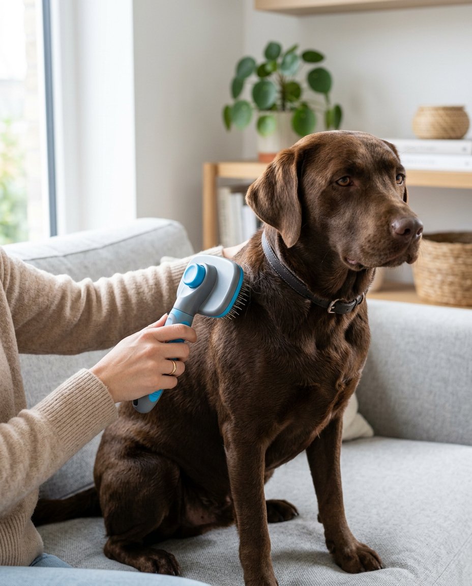Brosse utilisée sur un chien