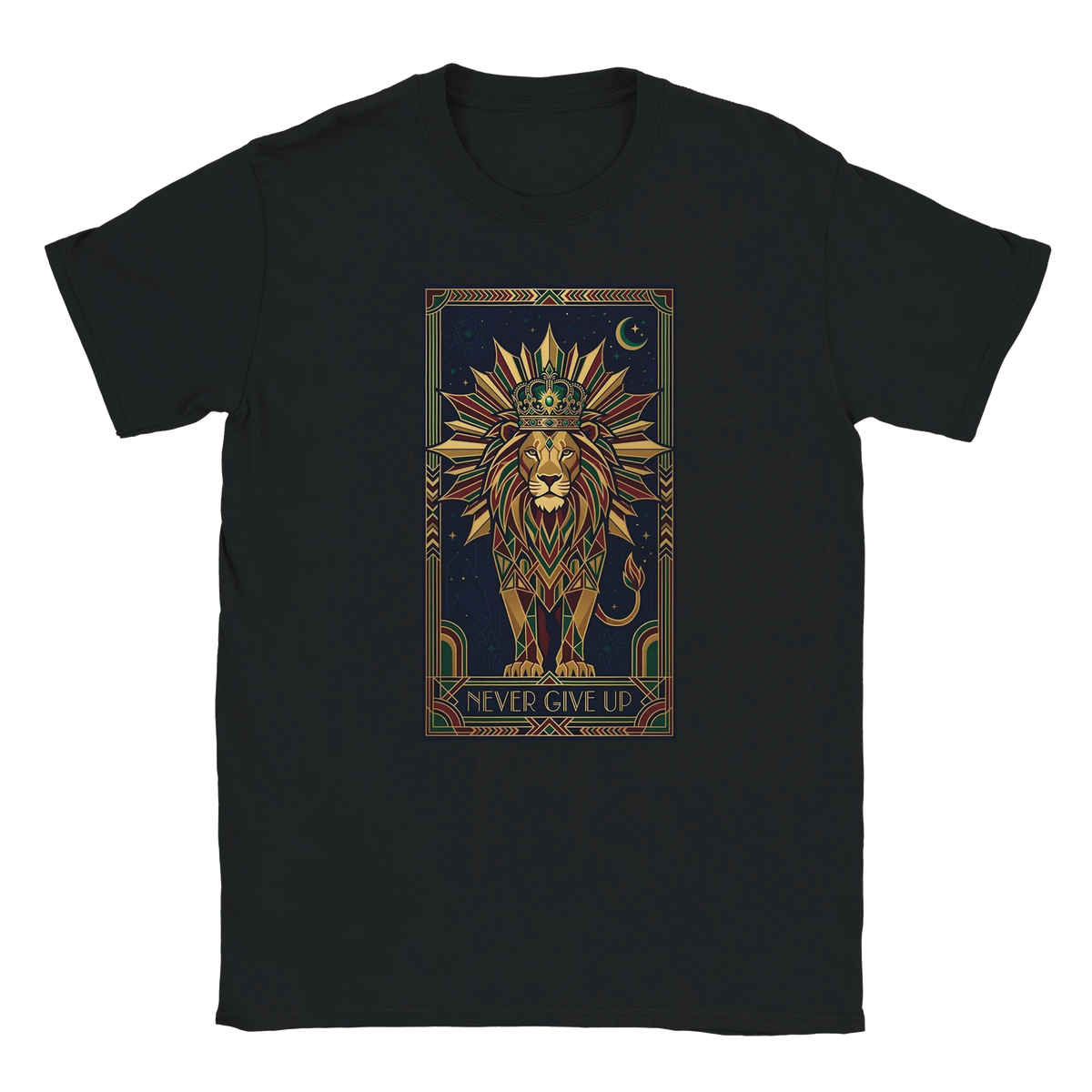 T-shirt Lion Never Give Up – Art Deco